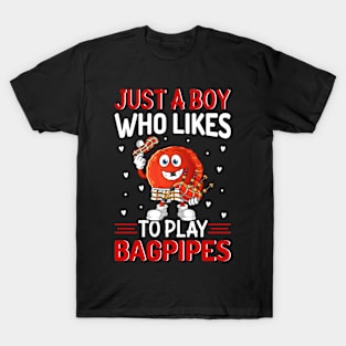 Just A Boy Who Likes To Play Bagpipes I Bagpiper T-Shirt